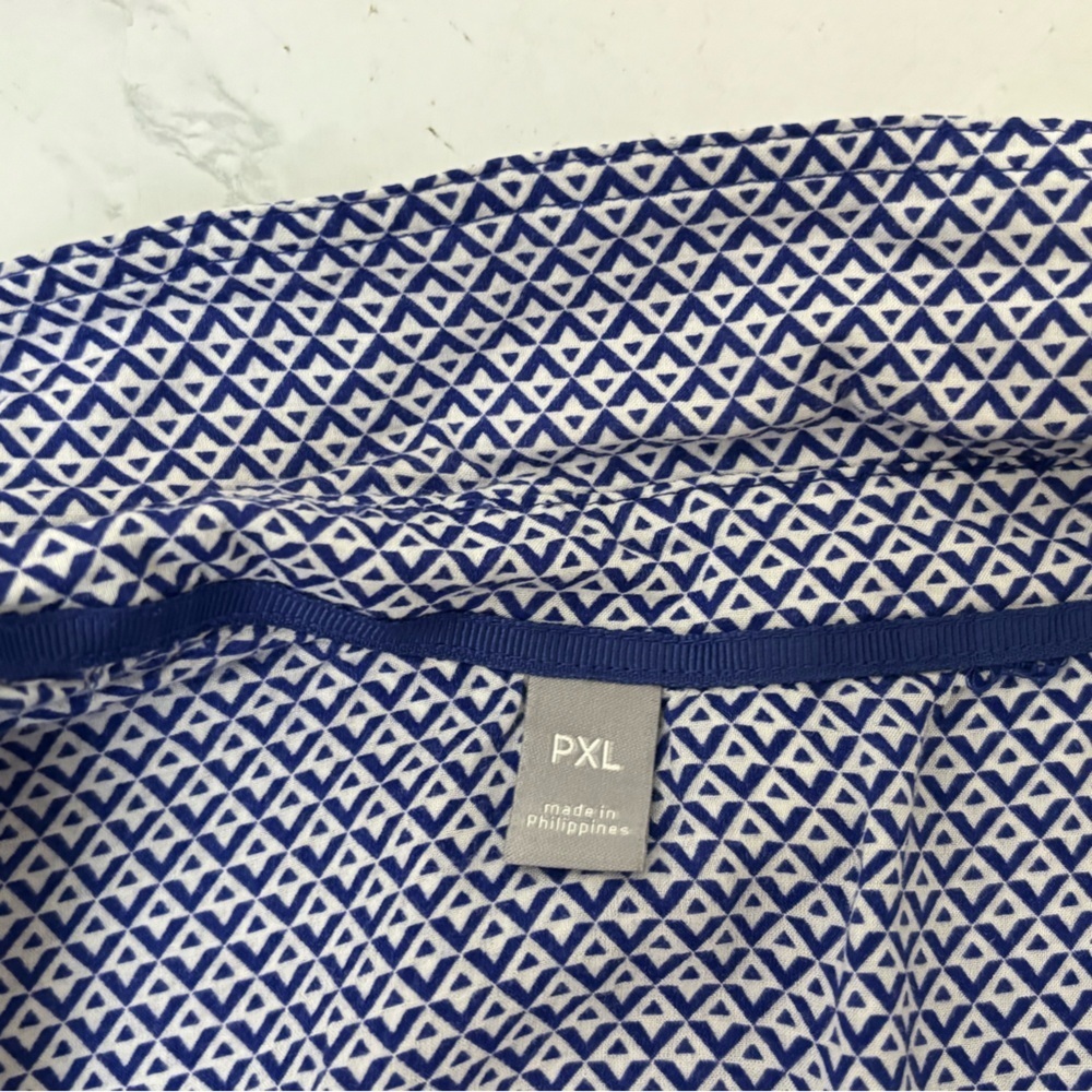 Women’s Sleeveless Button Down Shirt Size PXL Petite Blue Rayon Pocket Collar - Picture 4 of 6